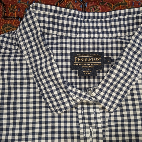 Pendleton Plaid & Check Button Down Womens White/Blue Size Large - Picture 2 of 5